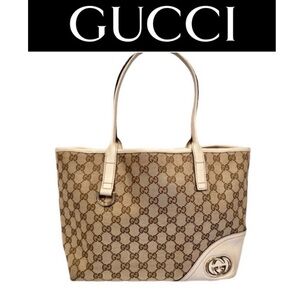 GUCCI New Britt Beige Monogram Shoulder Bag/Tote Handbag, Authentic. EUC